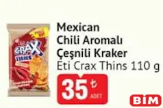 ETİ CRAX THİNS MEXİCAN CHİLİ AROMALI ÇEŞNİLİ KRAKER 110 G fiyat ve kampanya bilgisi
